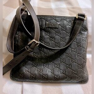 GUCCI Guccissima Pochette Crossbody Shoulder Bag Leather Brown